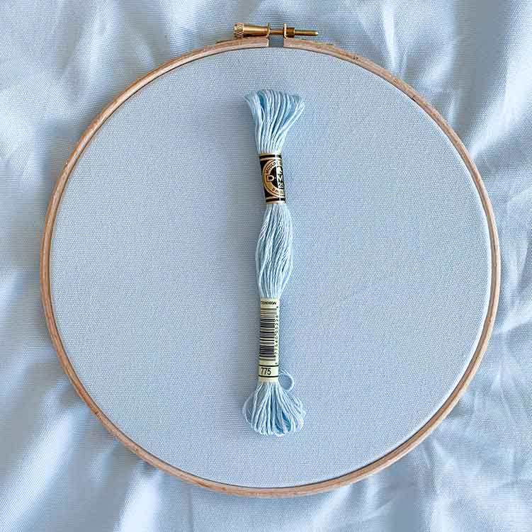 lichtblauw ecologisch borduurcanvas