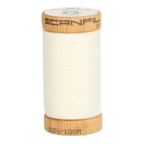 scanfil ecological sewing thread with GOTS certification in white color