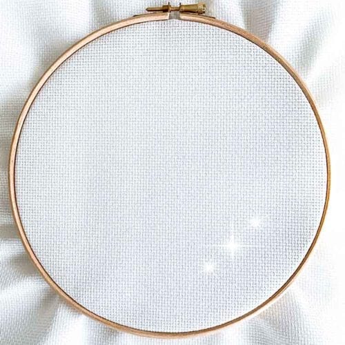 Iridescent white aida 14 count cross stitch fabric