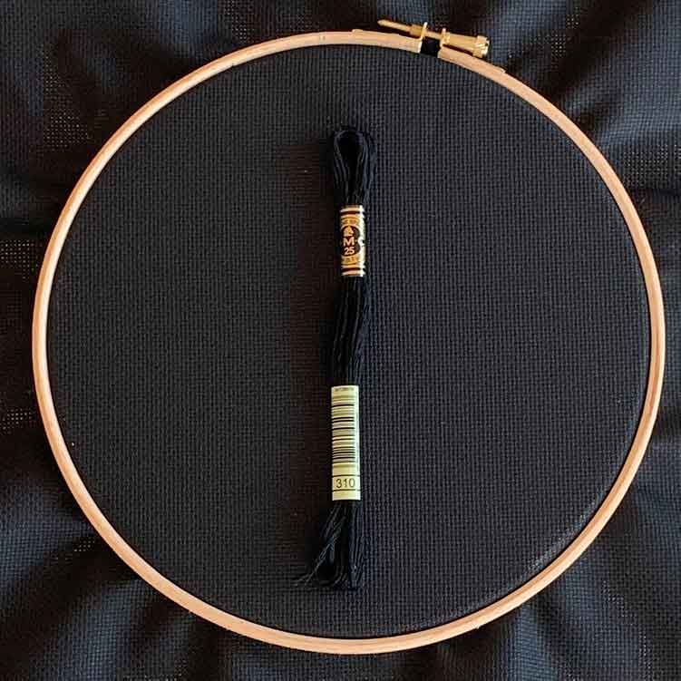 Aida 18 count zwart kruissteek stof