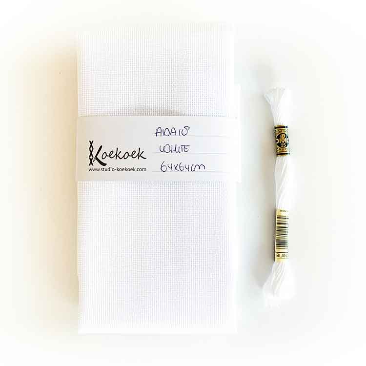 Aida 18 count wit kruissteek stof