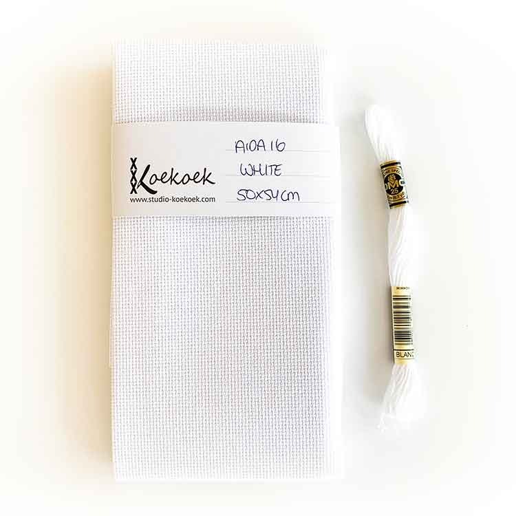 Aida 16 wit kruissteek stof