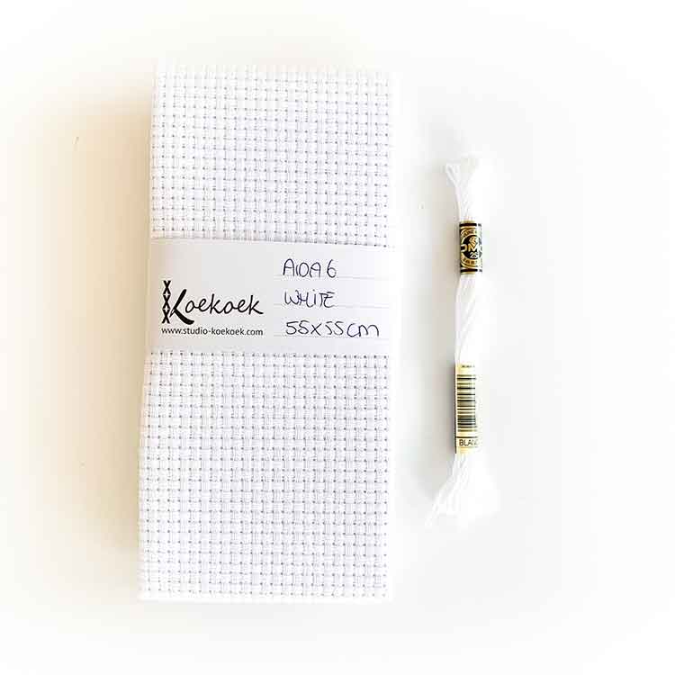 Aida 6 count wit kruissteek stof