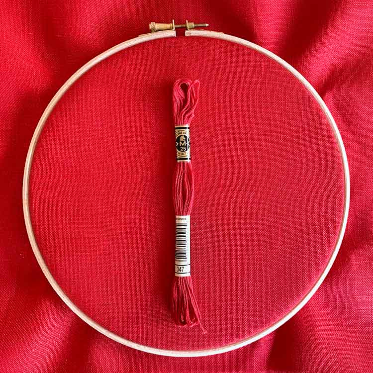 rood linnen 32 count evenweave kruissteek stof Studio Koekoek