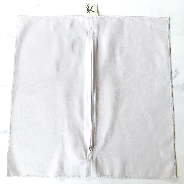 ecologische katonenen kussenrug met rits kussenpaneel wit