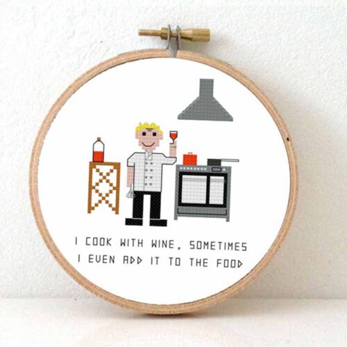 man chef-kok kruissteek borduurpatroon