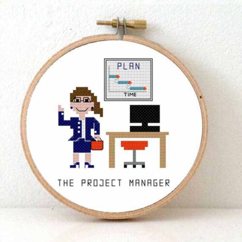 projectmanager vrouw kruissteek patroon