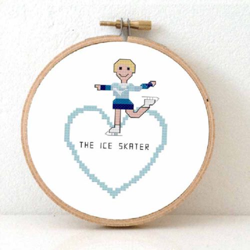 stitchajob - vrouwelijke schaatser kruissteek patroon