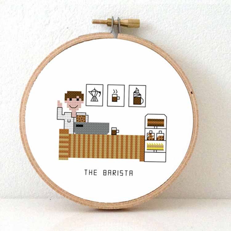 Barista man kruissteek patroon