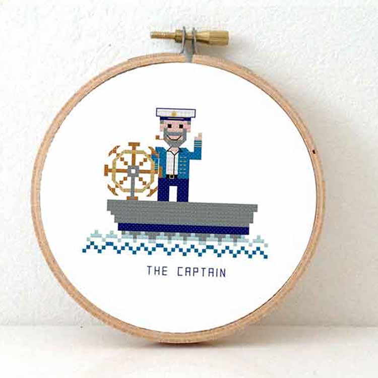 mannelijke kapitein kruissteek patroon