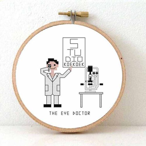 man oogarts kruissteek patroon