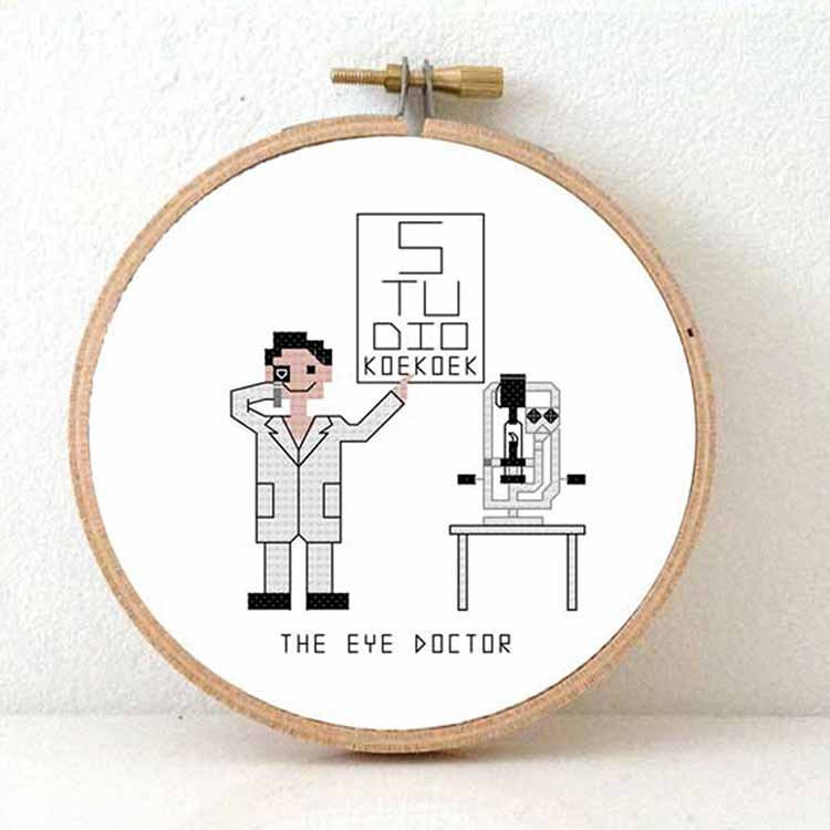 man oogarts kruissteek patroon