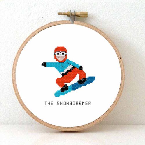 snowboarder man kruissteek patroon