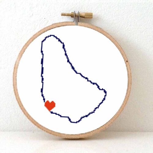 Stitchamap Barbados map cross stitch pattern