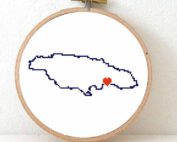 Stitchamap Jamaica map cross stitch pattern