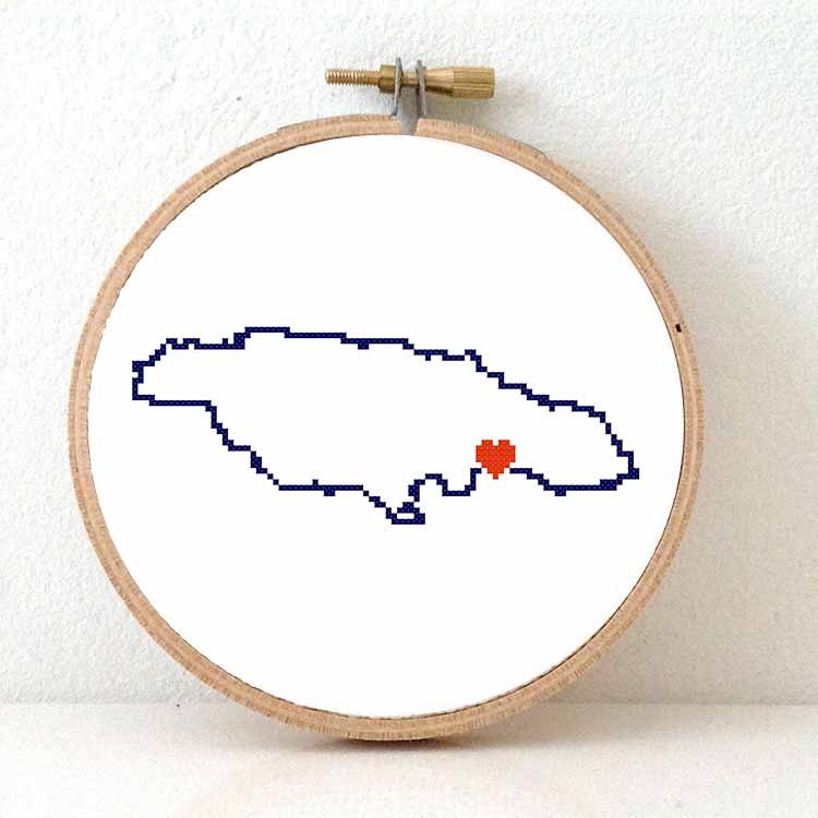 Stitchamap Jamaica kaart kruissteek patroon