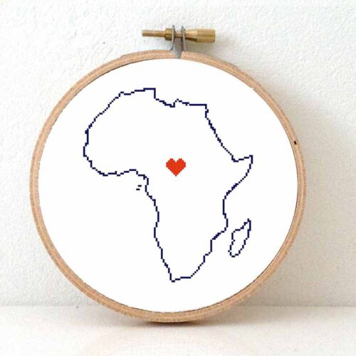 Afrika kaart kruissteek patroon