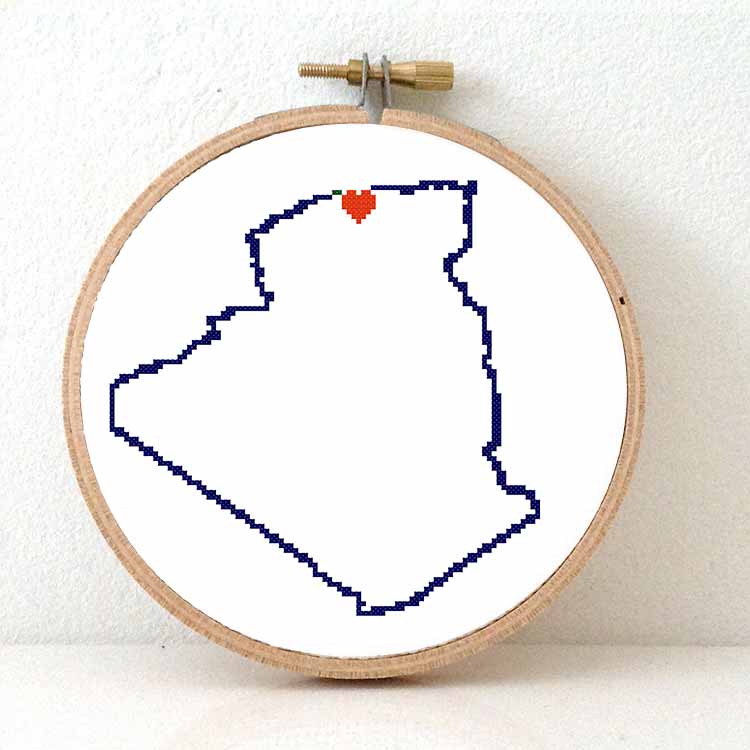 Stitchamap Algerije kaart kruissteek patroon