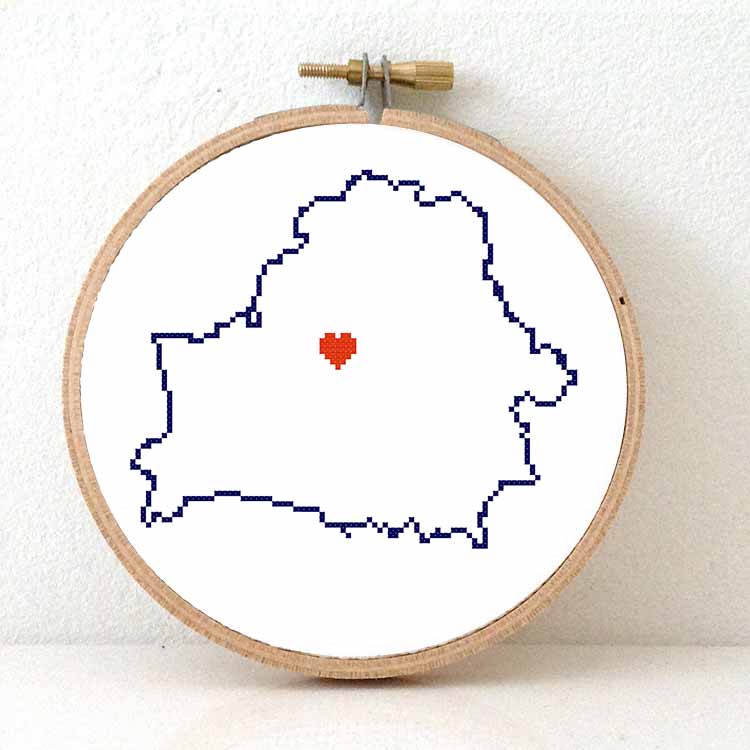 Stitchamap Wit-Rusland kaart kruissteek patroon