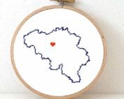 Belgium map cross stitch pattern
