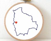 Stitchamap Bolivia map cross stitch pattern