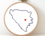 Stitchamap Bosnia and Herzegovina map cross stitch pattern