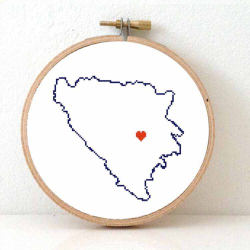 Stitchamap Bosnië en Herzegovina kaart kruissteek patroon