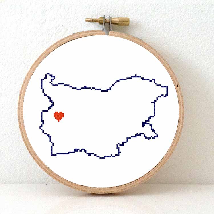 Stitchamap - Bulgarje kaart kruissteek patroon