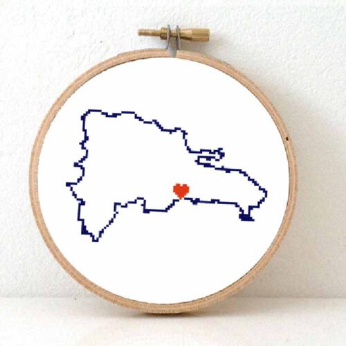 Stitchamap Dominican Republic map cross stitch pattern