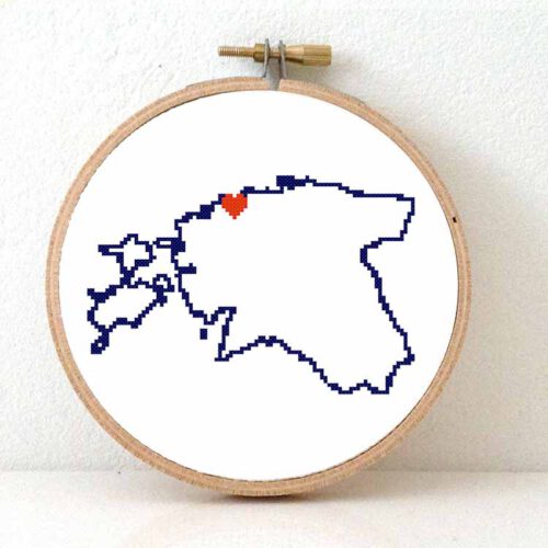 Stitchamap Estland kaart kruissteek patroon