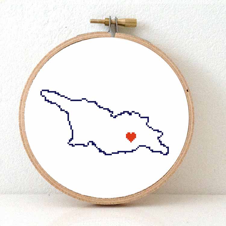Stitchamap Georgië kaart kruissteek patroon