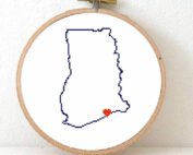 Ghana map cross stitch pattern