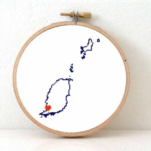 Grenada map cross stitch pattern