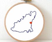 Guernsey map cross stitch pattern