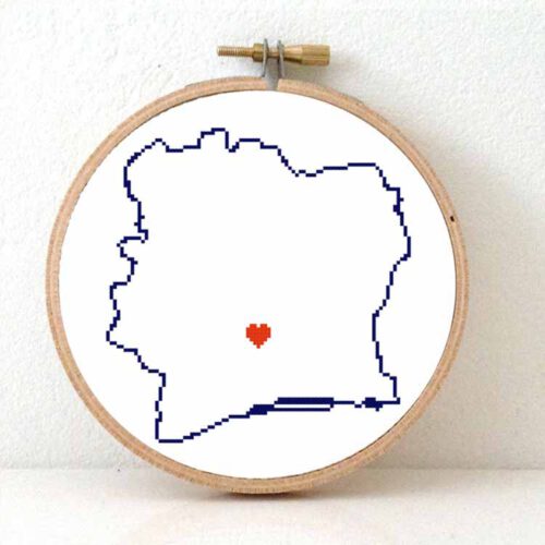 Ivoorkust kaart kruissteek patroon