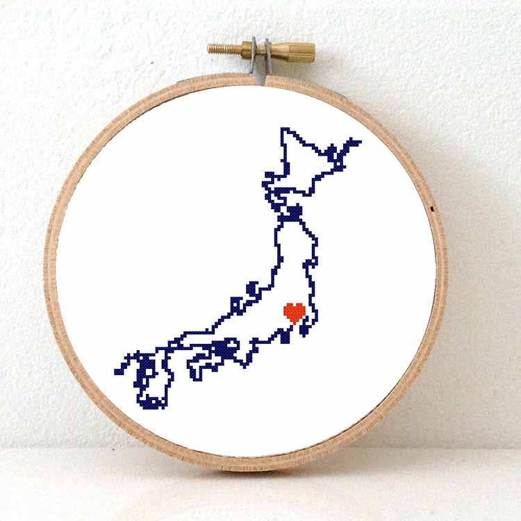 Stitchamap - Japan kaart kruissteek patroon