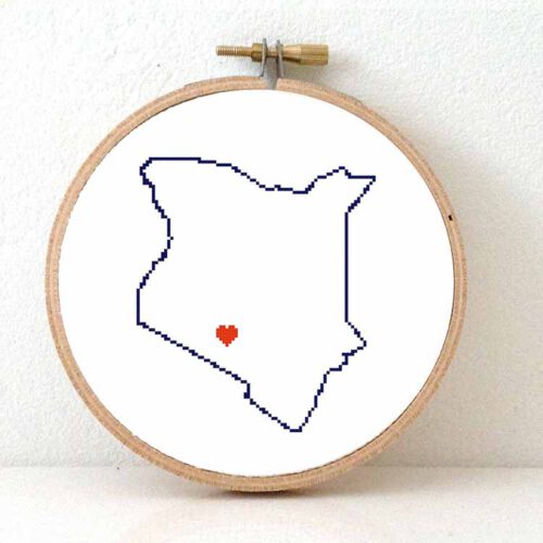 Stitchamap Kenia kaart kruissteek patroon