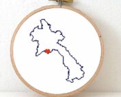 Laos map cross stitch pattern