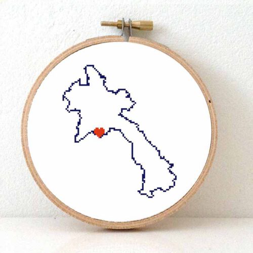 Laos kaart kruissteek patroon