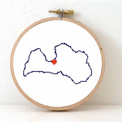 Stitchamap Letland kaart kruissteek patroon