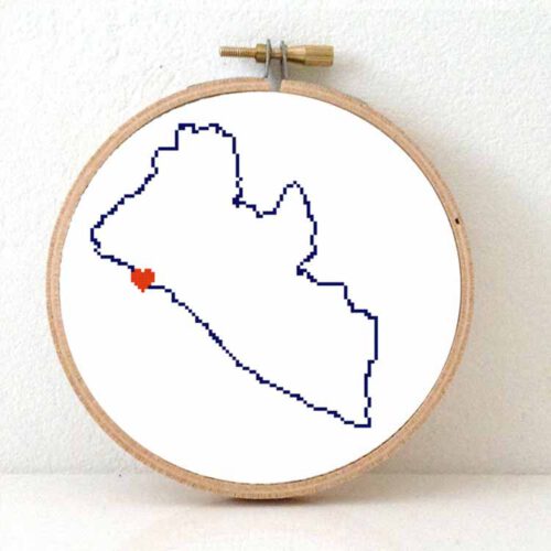Liberia kaart kruissteek patroon