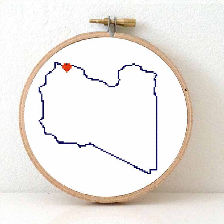 Libië kaart kruissteek patroon