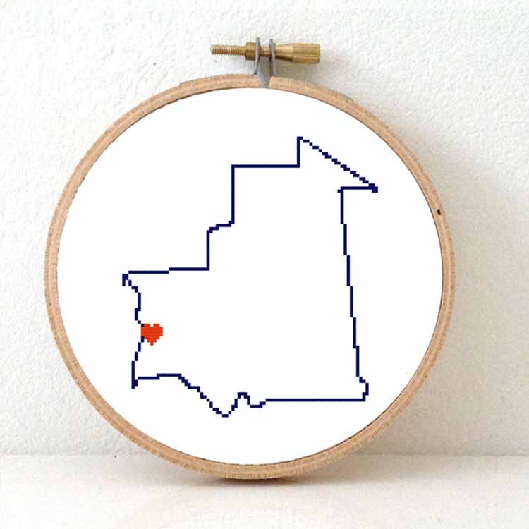Mauritanië kaart kruissteek patroon