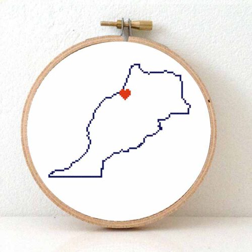 Stitch a map - Marokko kaart kruissteek patroon