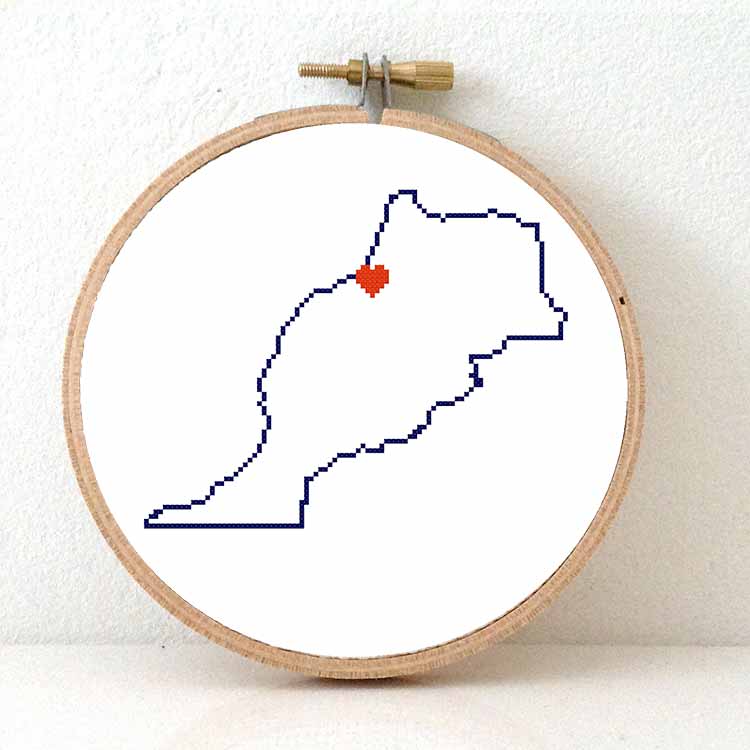 Stitch a map - Marokko kaart kruissteek patroon