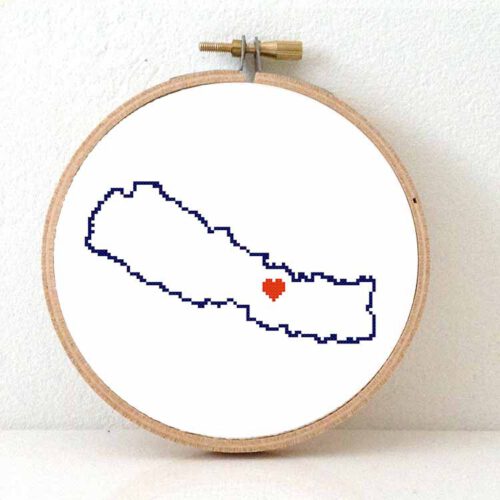Stitchamap Nepal kaart kruissteek patroon