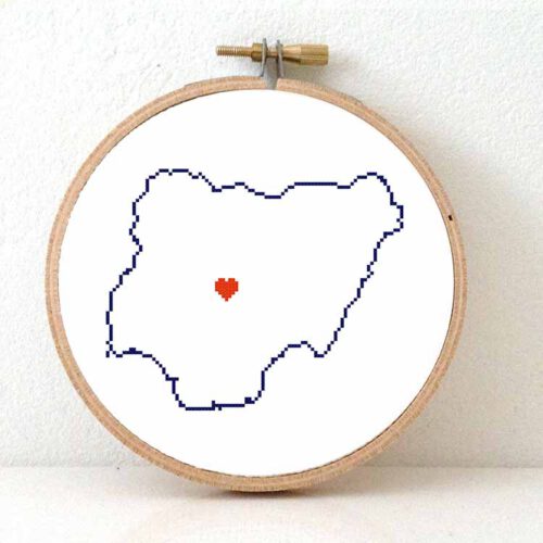 Stitchamap Nigeria kaart kruissteek patroon