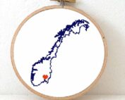 Stitchamap Norway map cross stitch pattern for beginners