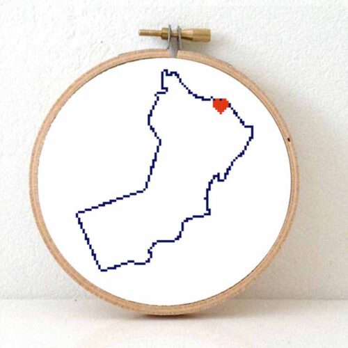 Oman kaart kruissteek patroon