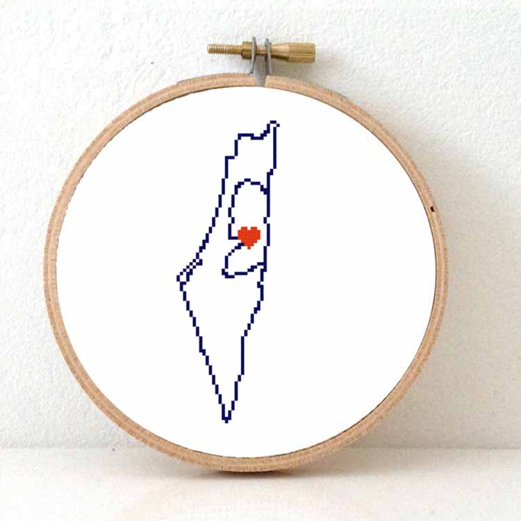 Stitchamap Palestina kaart kruissteek patroon